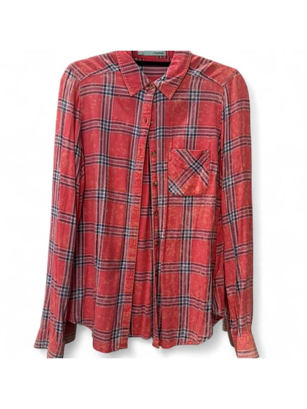 Maurice’s orange plaid button up top